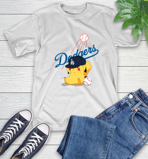 MLB Pikachu Baseball Sports Los Angeles Dodgers T-Shirt