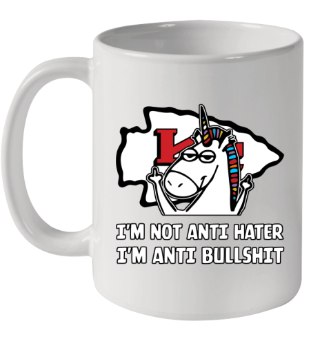 Kansas City Chiefs NFL Football Unicorn I'm Not Anti Hater I'm Anti Bullshit Ceramic Mug 11oz