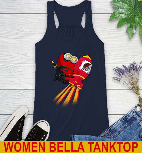 NBA Basketball Portland Trail Blazers Deadpool Minion Marvel Shirt Racerback Tank 9