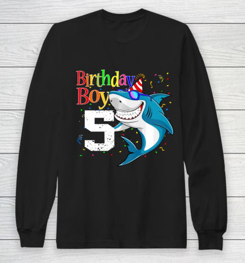 Kids 5th Birthday Boy Shark Shirts 5 Jaw Some Four Tees Boys 5 Years Old Long Sleeve T-Shirt