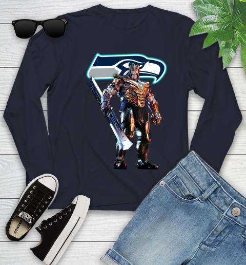 NFL Thanos Gauntlet Avengers Endgame Football Seattle Seahawks Youth Long Sleeve 3