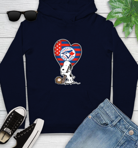Toronto Blue Jays MLB Baseball The Peanuts Movie Adorable Snoopy Youth Hoodie 4