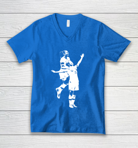 Megan Rapinoe and Alex Morgan Victory Pose  The White Stencil V-Neck T-Shirt 5