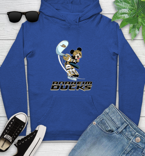 NHL Hockey Anaheim Ducks Cheerful Mickey Mouse Shirt Youth Hoodie 9
