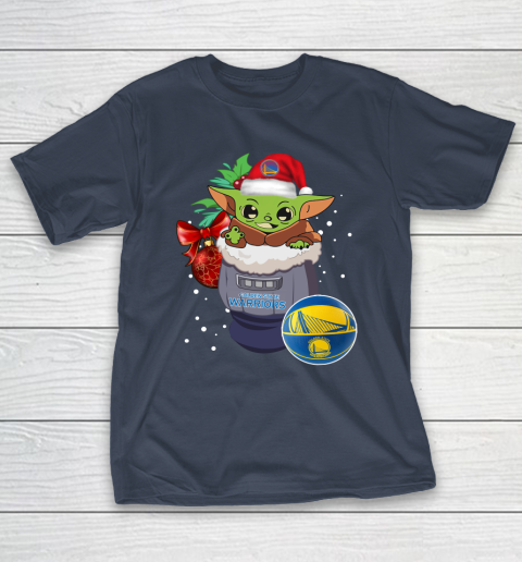 Golden State Warriors Christmas Baby Yoda Star Wars Funny Happy NBA T-Shirt 5