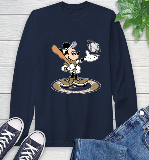 MLB Baseball Milwaukee Brewers Cheerful Mickey Disney Shirt Long Sleeve T-Shirt 4