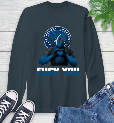 NBA Minnesota Timberwolves Deadpool Love You Fuck You Basketball Sports Long Sleeve T-Shirt 9