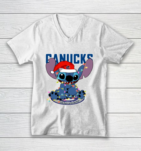 Vancouver Canucks NHL Hockey noel stitch Christmas V-Neck T-Shirt