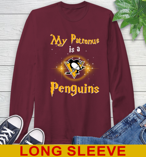 NHL Hockey Harry Potter My Patronus Is A Pittsburgh Penguins Long Sleeve T-Shirt 7