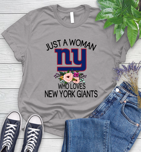 NFL Just A Woman Who Loves New York Giants Football Sports Women's T-Shirt 3