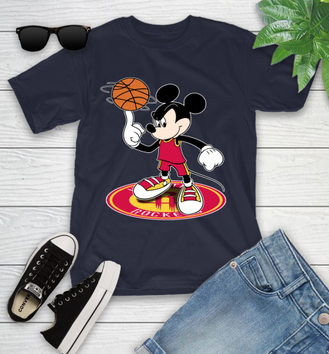 NBA Basketball Houston Rockets Cheerful Mickey Disney Shirt Youth T-Shirt 3