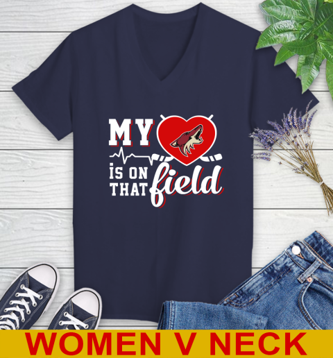 NHL My Heart Is On That Field Hockey Sports Arizona Coyotes Women's V-Neck T-Shirt 12