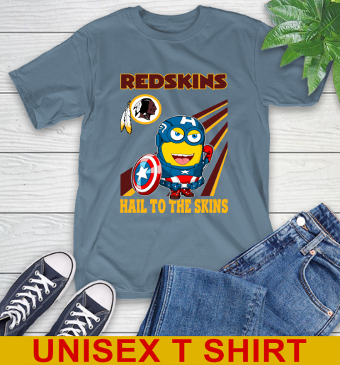 NFL Football Washington Redskins Captain America Marvel Avengers Minion Hail To The Skín Shirt T-Shirt 8