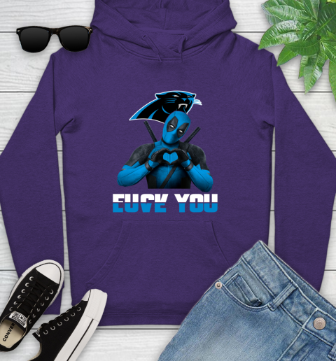 NHL Carolina Panthers Deadpool Love You Fuck You Football Sports Youth Hoodie 5
