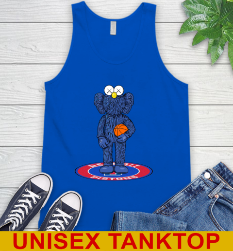 NBA Basketball Detroit Pistons Kaws Bff Blue Figure Shirt Tank Top - Image 6