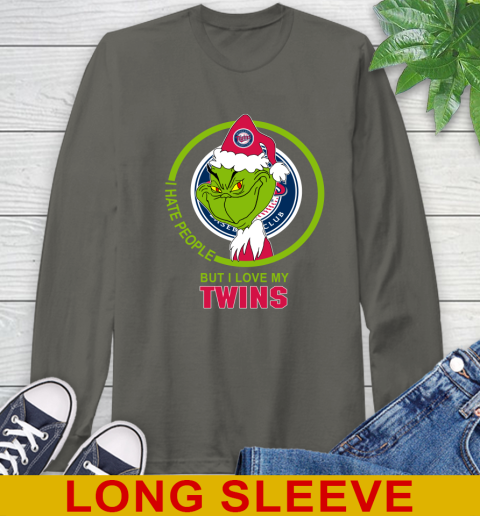 Minnesota Twins MLB Christmas Grinch I Hate People But I Love My Favorite Baseball Team Long Sleeve T-Shirt 8