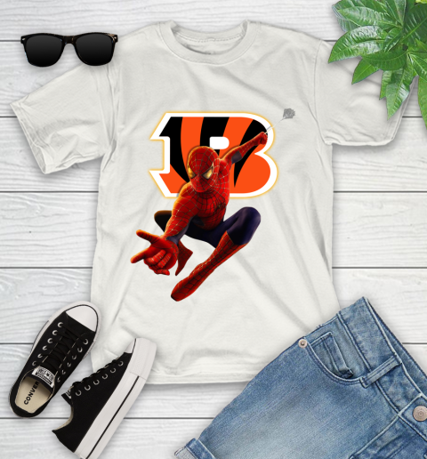 NFL Spider Man Avengers Endgame Football Cincinnati Bengals Youth T-Shirt