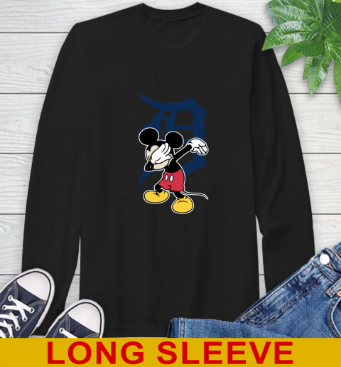 Detroit Tigers MLB Baseball Dabbing Mickey Disney Sports Long Sleeve T-Shirt 2