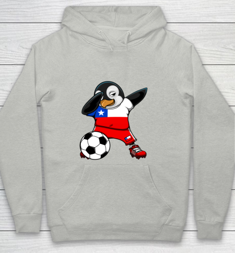 Dabbing Penguin Chile Soccer Fans Jersey Flag Football Lover Long Youth Hoodie