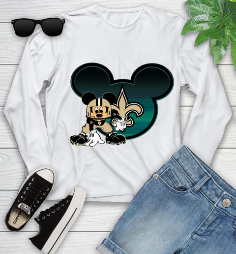 NFL New Orleans Saints Mickey Mouse Disney Football T Shirt Youth Long Sleeve
