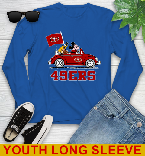 NFL Football San Francisco 49ers Pluto Mickey Driving Disney Shirt Youth Long Sleeve 10