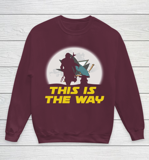 San Jose Sharks NHL Ice Hockey Star Wars Yoda And Mandalorian This Is The Way Youth Sweatshirt 4