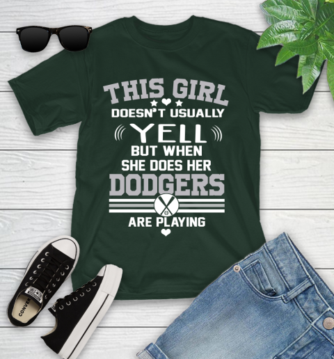 Los Angeles Dodgers MLB Baseball I Yell When My Team Is Playing Youth T-Shirt 5