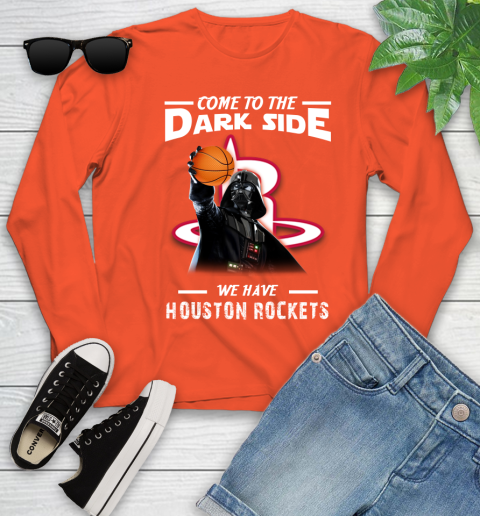 NBA Come To The Dark Side We Have Houston Rockets Star Wars Darth Vader Basketball Youth Long Sleeve 3