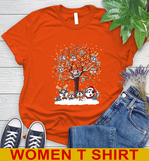 Husky dog pet lover light christmas tree shirt 87