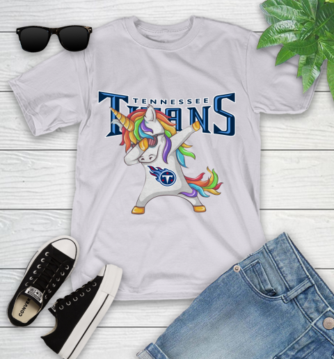 Tennessee Titans NFL Football Funny Unicorn Dabbing Sports Youth T-Shirt 4
