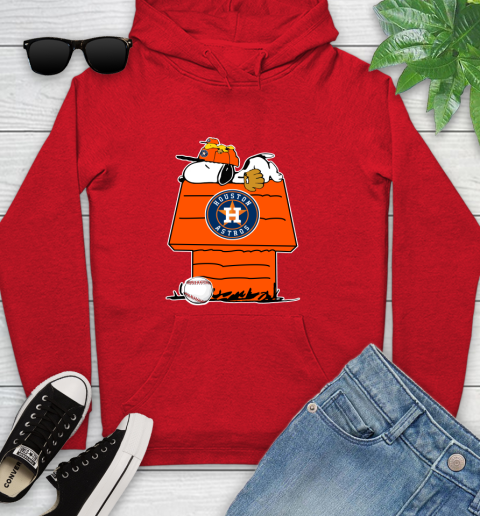 MLB Houston Astros Snoopy Woodstock The Peanuts Movie Baseball T Shirt Youth Hoodie 11