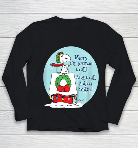 Peanuts Snoopy Merry Christmas and to all Good Night Youth Long Sleeve
