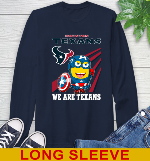NFL Football Houston Texans Captain America Marvel Avengers Minion Shirt Long Sleeve T-Shirt 3