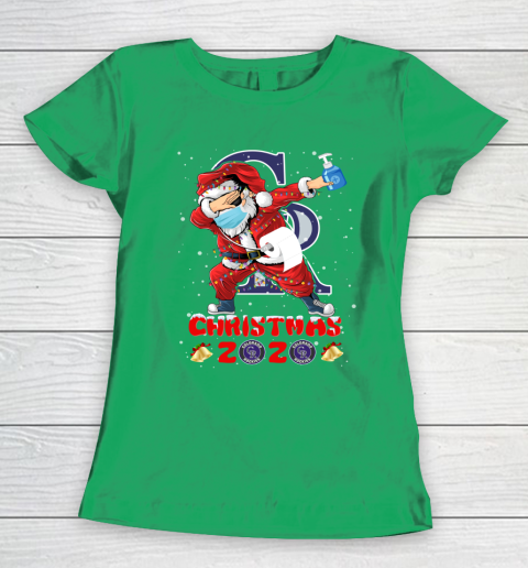 Colorado Rockies Funny Santa Claus Dabbing Christmas 2020 MLB Women's T-Shirt 5