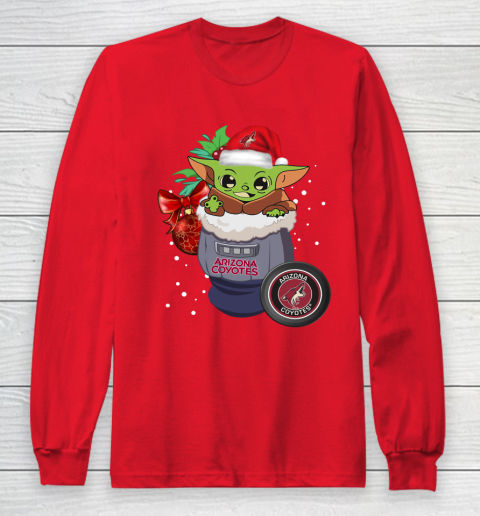 Arizona Coyotes Christmas Baby Yoda Star Wars Funny Happy NHL Long Sleeve T-Shirt 10