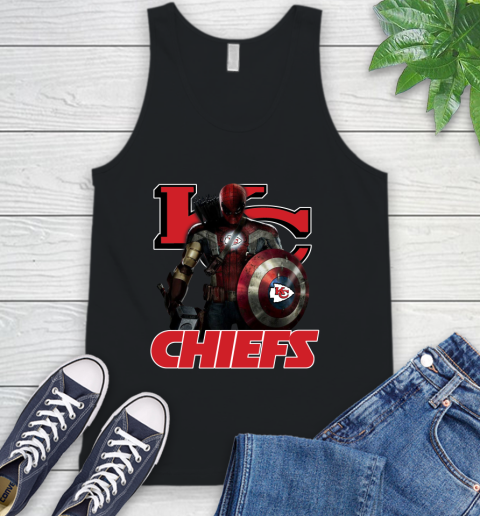 NFL Captain America Thor Spider Man Hawkeye Avengers Endgame Football Kansas City Chiefs Tank Top 2