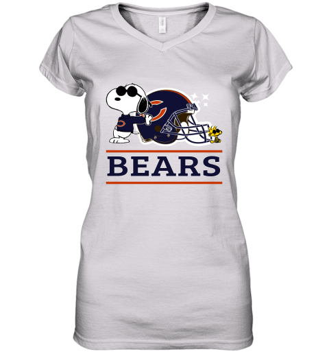 The Chicago Bears Joe Cool And Woodstock Snoopy Mashup Women's V-Neck T-Shirt
