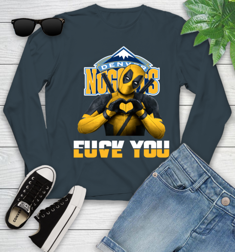 NBA Denver Nuggets Deadpool Love You Fuck You Basketball Sports Youth Long Sleeve 9