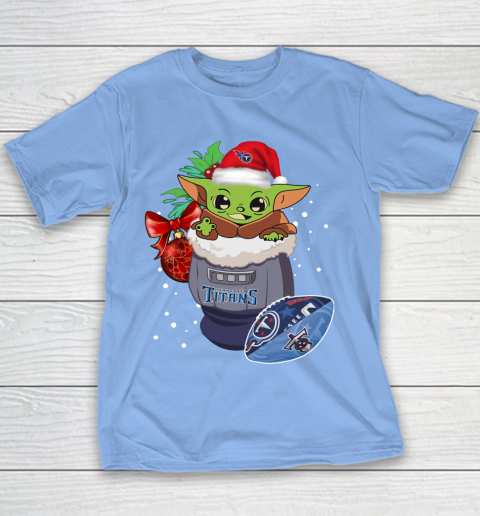Tennessee Titans Christmas Baby Yoda Star Wars Funny Happy NFL Youth T-Shirt 10