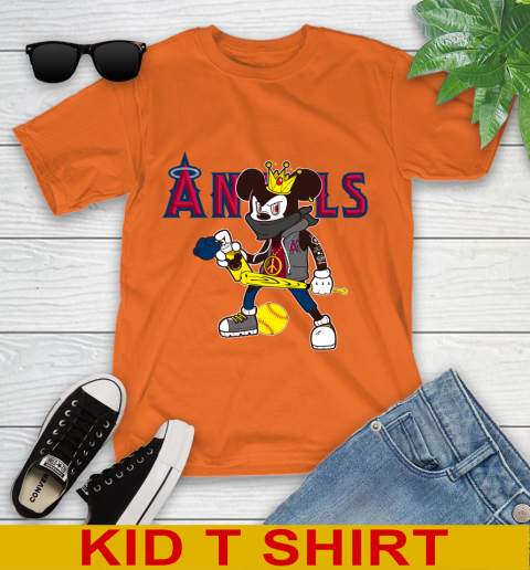 Los Angeles Angels MLB Baseball Mickey Peace Sign Sports Youth T-Shirt 7