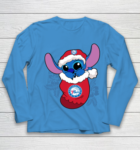 Philadelphia 76ers Christmas Stitch In The Sock Funny Disney NBA Youth Long Sleeve 7