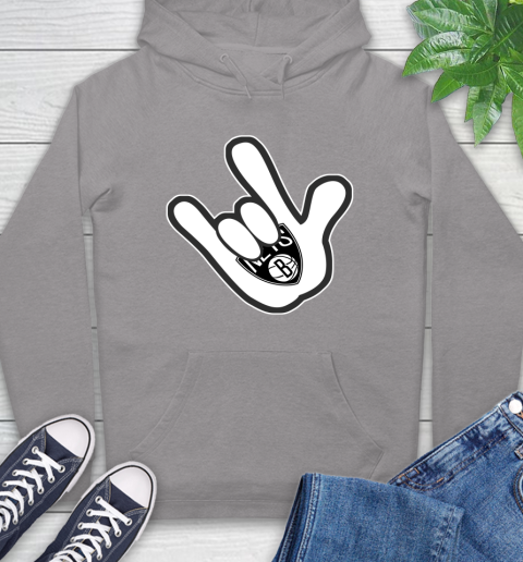 Brooklyn Nets NBA Basketball Mickey Rock Hand Disney Hoodie 6