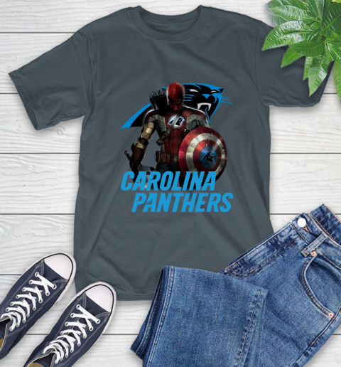 NFL Captain America Thor Spider Man Hawkeye Avengers Endgame Football Carolina Panthers T-Shirt 9