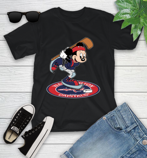 NHL Hockey Washington Capitals Cheerful Mickey Disney Shirt Youth T-Shirt