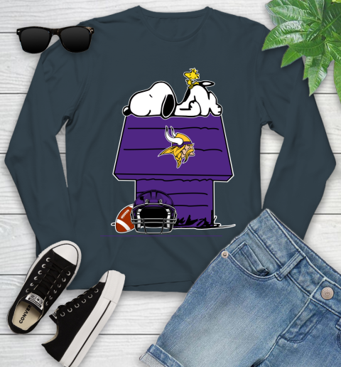 Minnesota Vikings NFL Football Snoopy Woodstock The Peanuts Movie Youth Long Sleeve 8