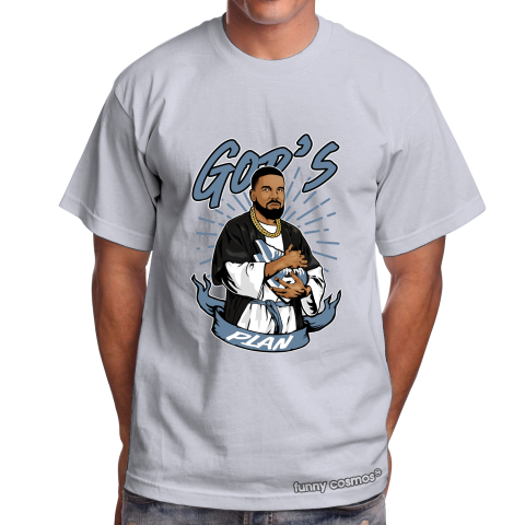 Air Jordan 1 Fearless Facetasm Matching Sneaker Tshirt Frake God's Plan White and Blue Jordan Tshirt