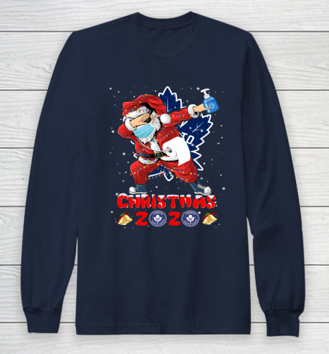 Toronto Maple Leafs Funny Santa Claus Dabbing Christmas 2020 NHL Long Sleeve T-Shirt 2