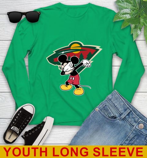 Minnesota Wild NHL Hockey Dabbing Mickey Disney Sports Youth Long Sleeve 7