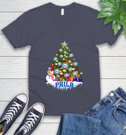 Philadelphia 76ers Merry Christmas NBA Basketball Sports V-Neck T-Shirt 8