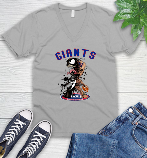 NFL New York Giants Football Venom Groot Guardians Of The Galaxy V-Neck T-Shirt 4